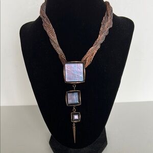 Elegant Bronze Mixed Metals and Iridescent Necklace